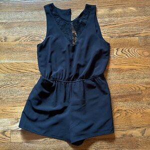 Aqua black romper